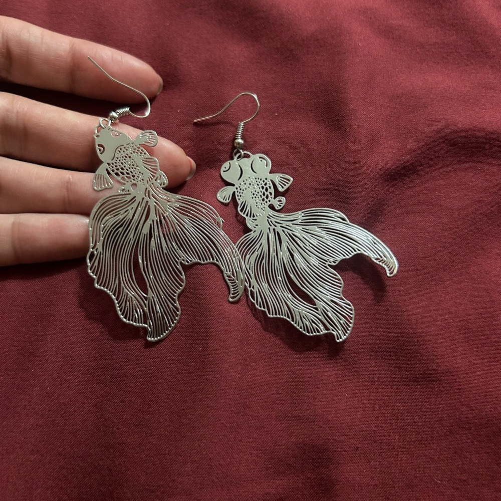 Elegant Silver Fish Earrings